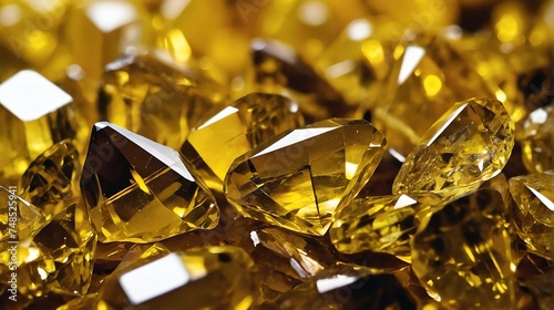 Shiny sparkling yellow crystal gemstone texture close up from Generative AI