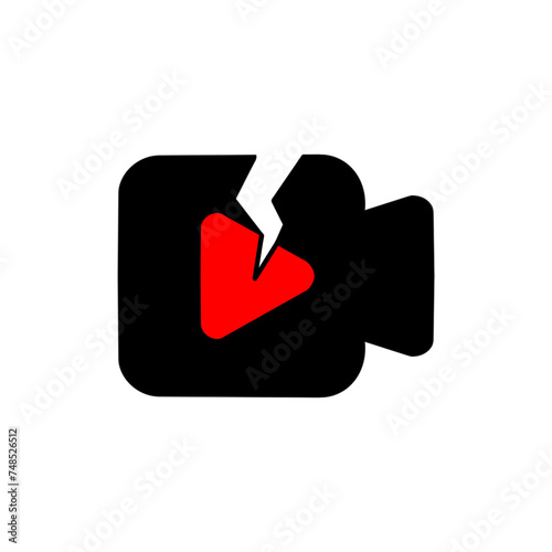 corrupted video file, video camera icon illustration