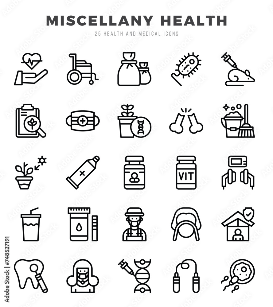 MISCELLANY HEALTH icons set. Vector illustration. MISCELLANY HEALTH icons set. Vector illustration.