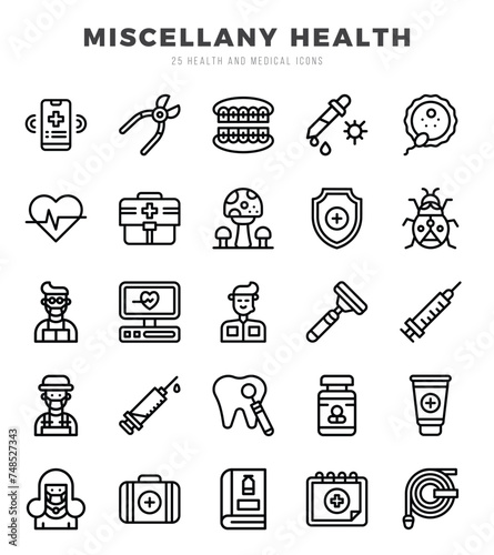 MISCELLANY HEALTH elements. Lineal web icon set. Simple vector illustration.