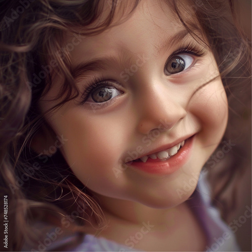 child girl smile, close up