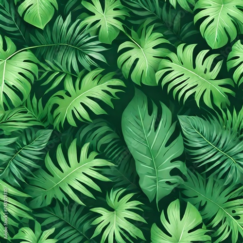 seamless pattern with green leaves