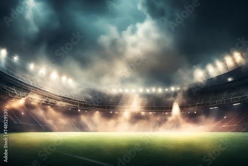 football stadium with smoke