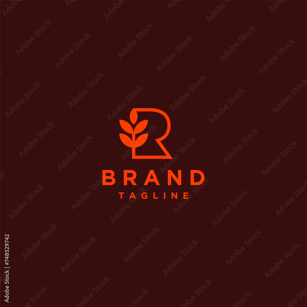 Simple Rice Letter R Logo Design. Letter R With Rice Seeds On The Side Logo Design. Simple Rice Letter R Logo Design. Letter R With Rice Seeds On The Side Logo Design.