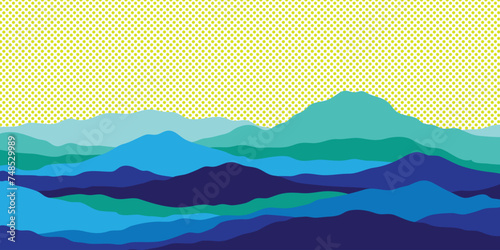 Mountain colors, translucent waves, sunset, abstract glass shapes, modern background, design vector illustration