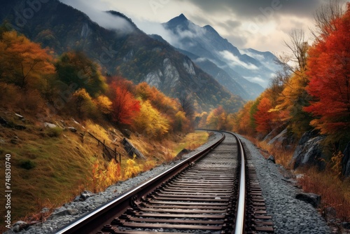 Rugged Railway mountains. Nature landscape scenic. Generate Ai
