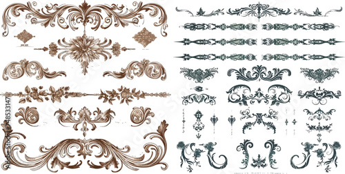 Vector set of calligraphic design elements