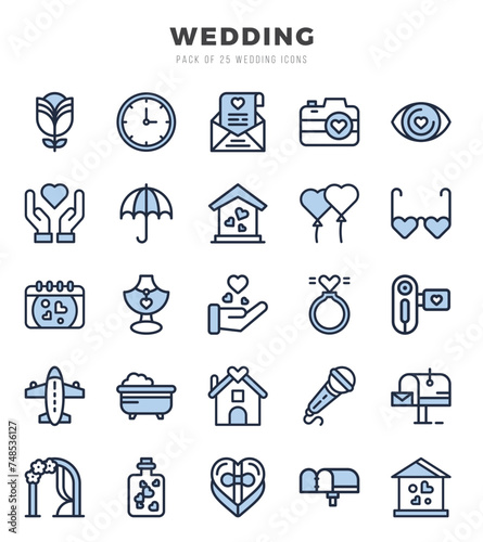 Set of Wedding icons. Vector Illustration.