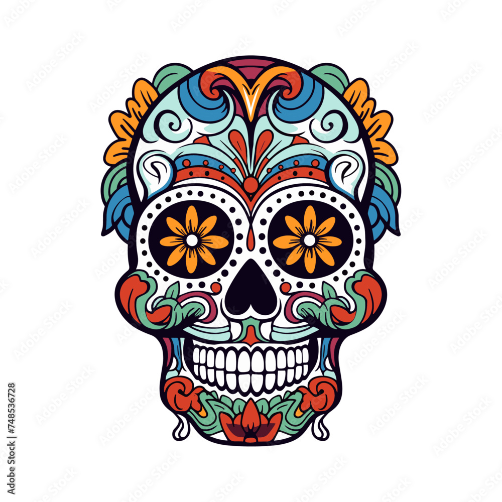 Sugar Skull Mascot Logo Kid Friendly and Flat Color Vector Art Sugar Skull Mascot Logo Kid Friendly and Flat Color Vector Art