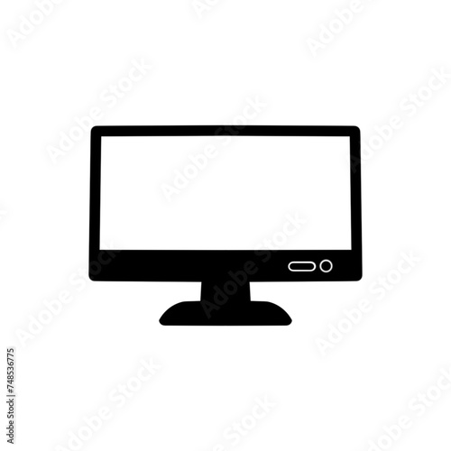 monitor icon black flat illustration