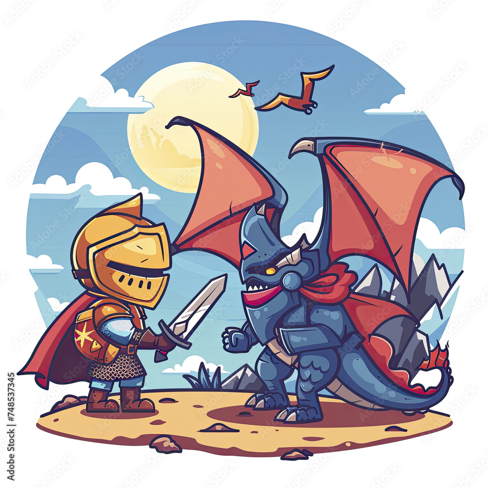  Courageous Knight Battling A Fierce Dragon, Isolated Transparent Background Images