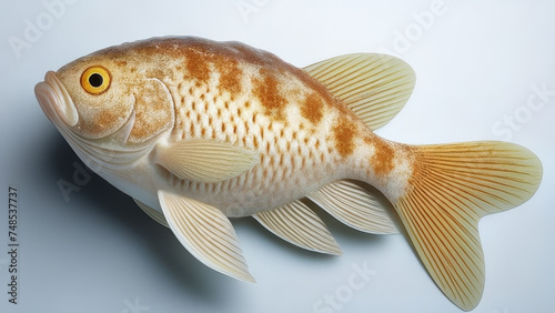 Close-up of a goldfish, isolated on a black background