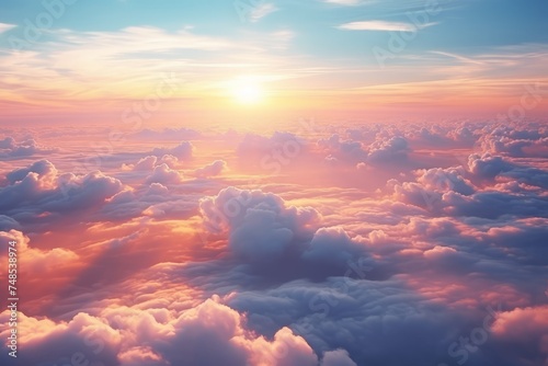 Beautiful aerial view of sunrise and clouds with vivid colors