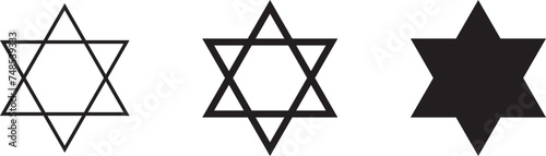 Judaism Sign, Icon. Six pointed stars collection. Vector Illustration photo