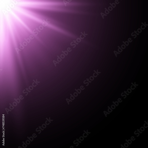 Putple spotlight. Bright lighting with spotlights of the stage on transparent background. photo