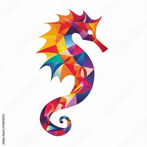 a colorful seahorse with a horn on its head