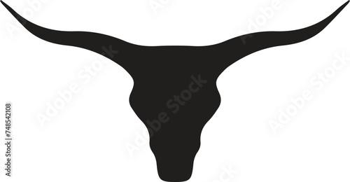 Bull Skull Icon on Black and White Vector Backgrounds