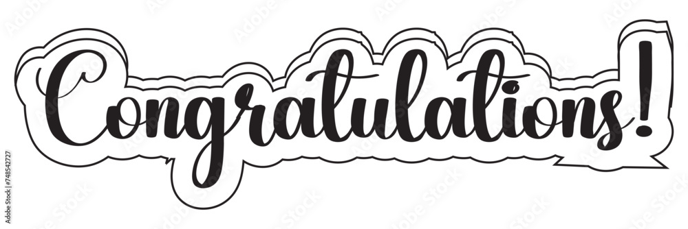 Cursive Typographic Template of Congratulations. Beautiful Calligraphy of Congratulations. Editable Illustration. vector illustration.