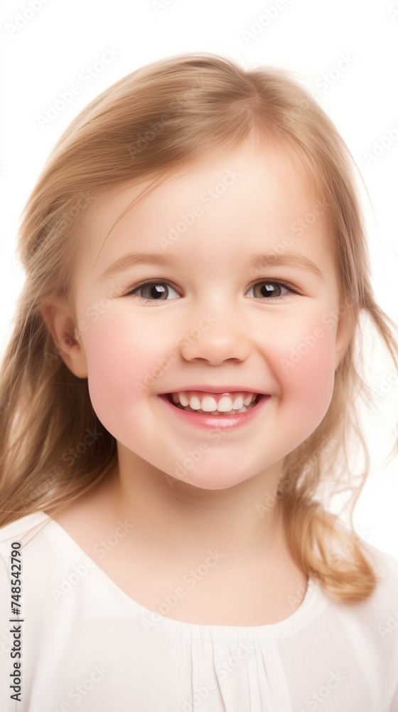 Portrait of a Happy Young Girl Smiling with White Background Portrait of a Happy Young Girl Smiling with White Background