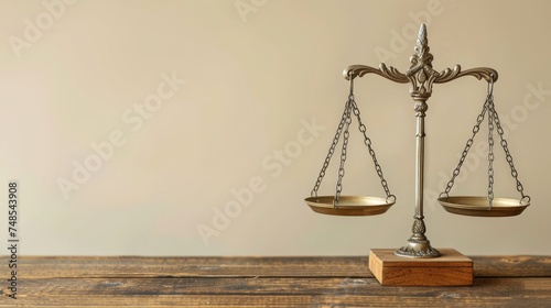 vintage law scales sitting on a table - symbol of law and justice