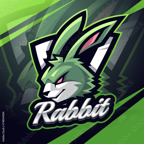 Rabbit head esport mascot logo design