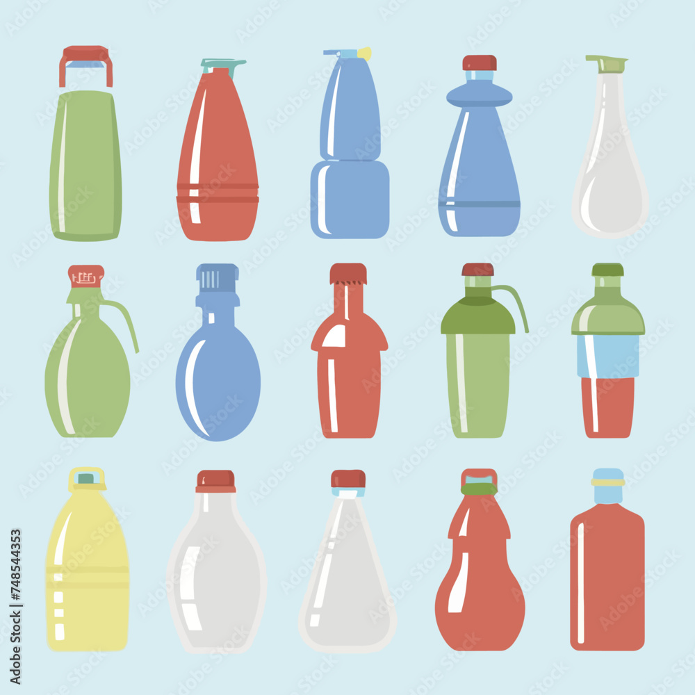 Plastic drinking water bottles Vector set Plastic drinking water bottles Vector set