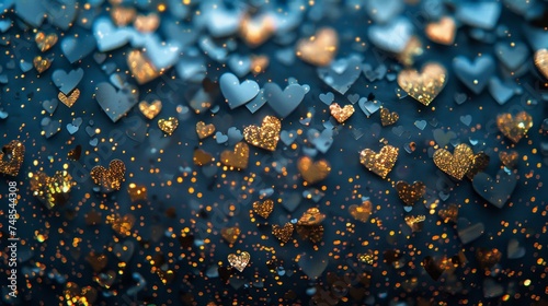  A pattern of small sparkling hearts against a dark backdrop 
