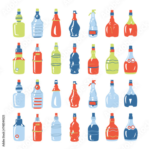 Plastic drinking water bottles Vector set