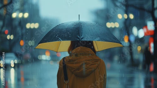  person standing in rain with an umbrella 
