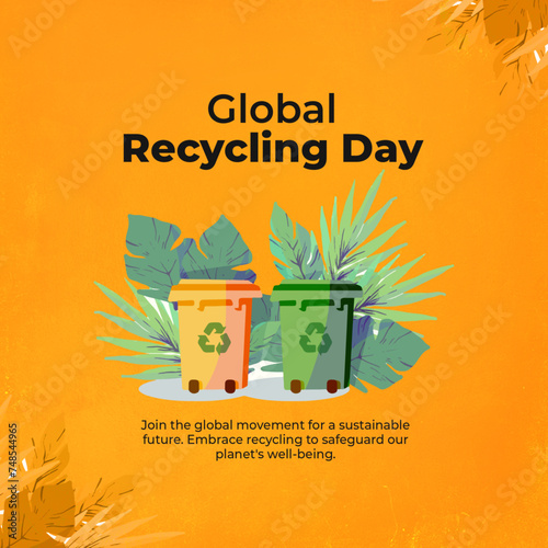 Global Recycling Day card w...