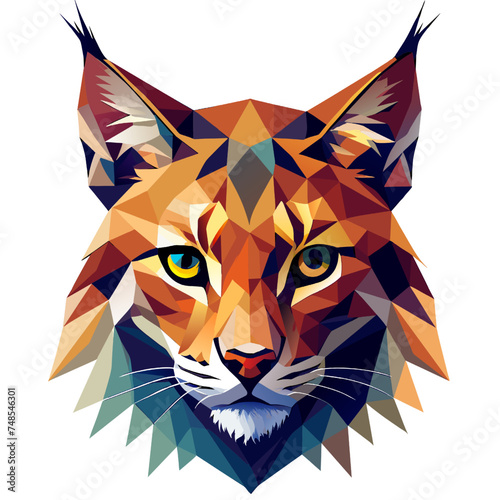 Vector illustration of a lynx head in polygonal style.