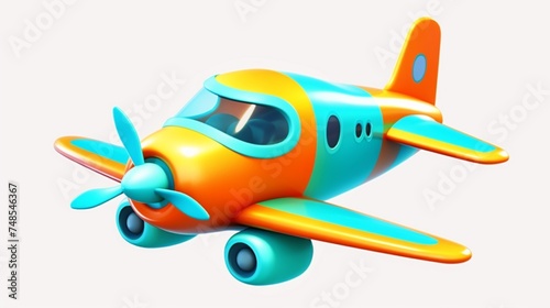cute airplane icon bright colors cartoon style Ai Generative
