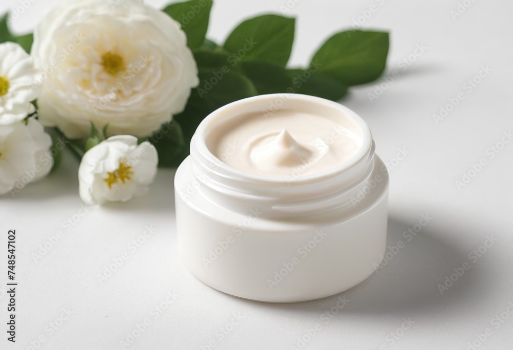 cosmetic cream with flower cosmetic cream with flower