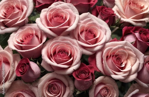 Background of red and pink roses.