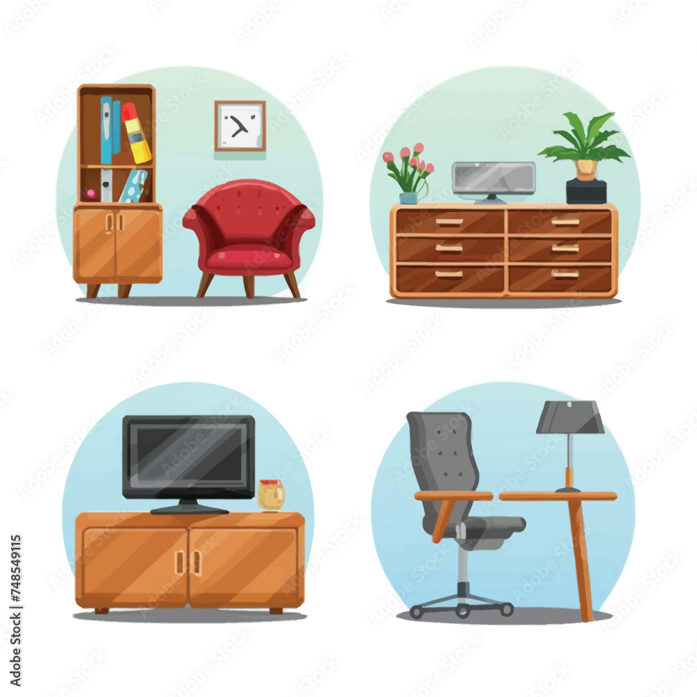 Fototapeta premium DIfferent type of realistic interior modern gadget vector set