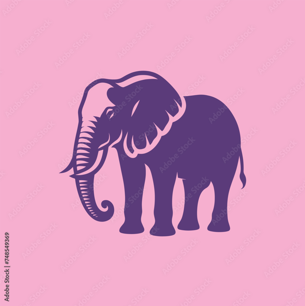 Fototapeta premium Pink elephant. Simple modern flat logo, icon.