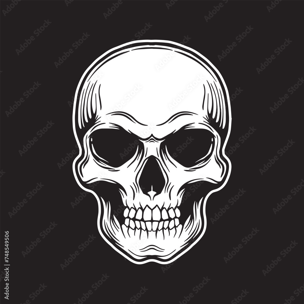 Fototapeta premium Skull art black and white hand drawn illustrations vector