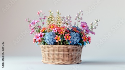 A basket filled with lots of colorful flowers