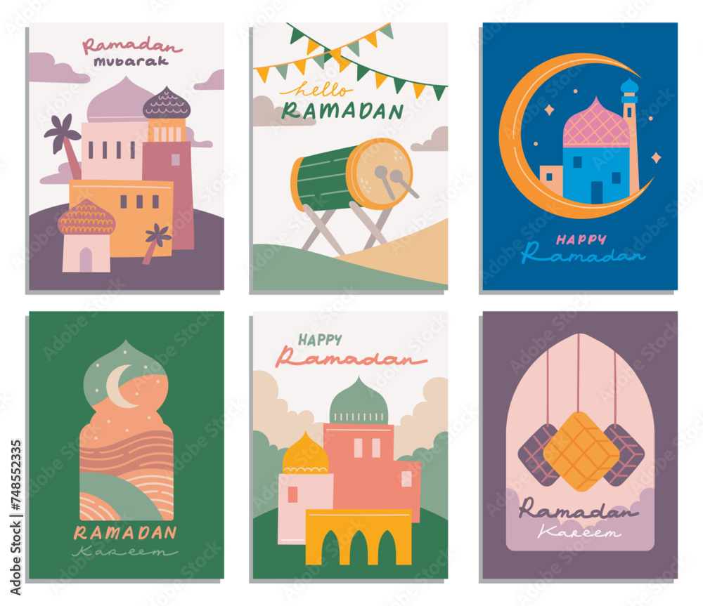 ramadan mubarak greeting card style vector illustration