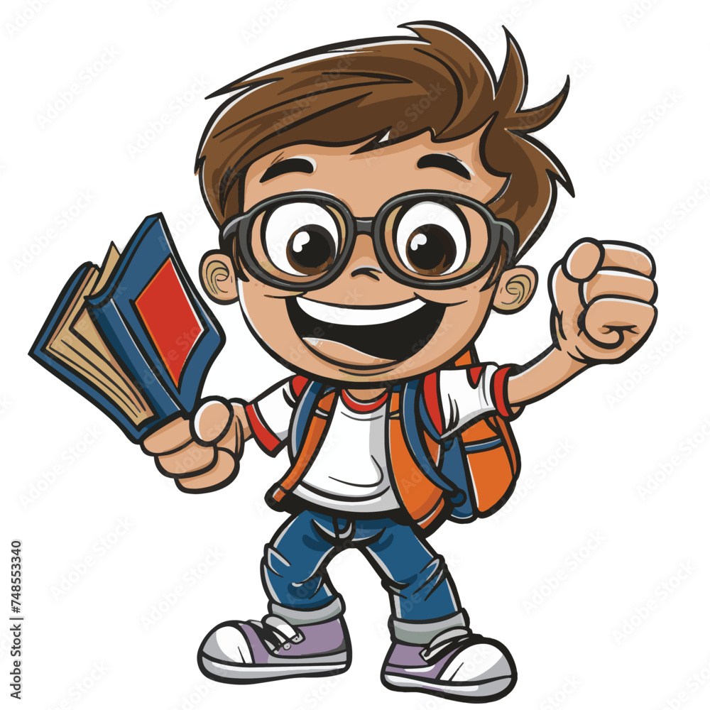 Character representing a student or academic exuding enthusiasm Character representing a student or academic exuding enthusiasm