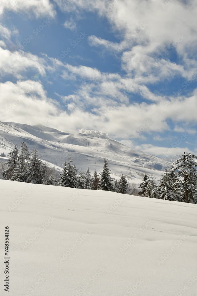 Winter Mountain Landscape Mount Biei Fuji Hokkaido Japan