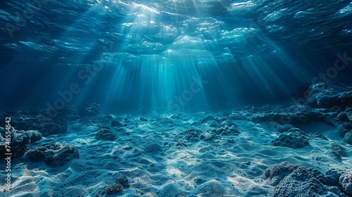 Blue Sun Light Underwater Sea - Deep Abyss