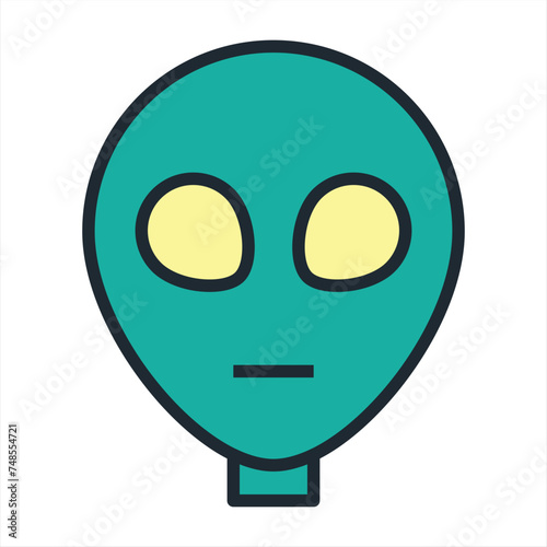 Alien  head isolated on white background vector illustration. Extraterrestrial alien face or head symbol line art vector icon for apps and websites.