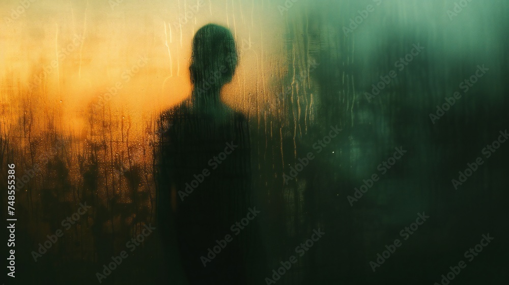 Echoes of Isolation: A figure amidst blur, echoing the isolation felt in mental health battles. - obrazy, fototapety, plakaty 