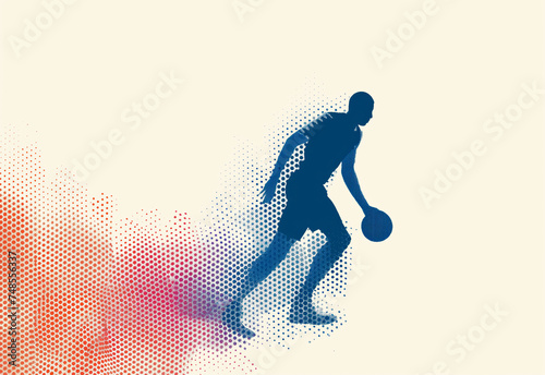 Basketball Player Dribbling with Gradient Halftone Effect © Gejsi