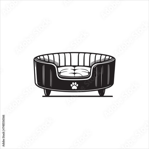 Silhouette of  dog bed isolated on white background