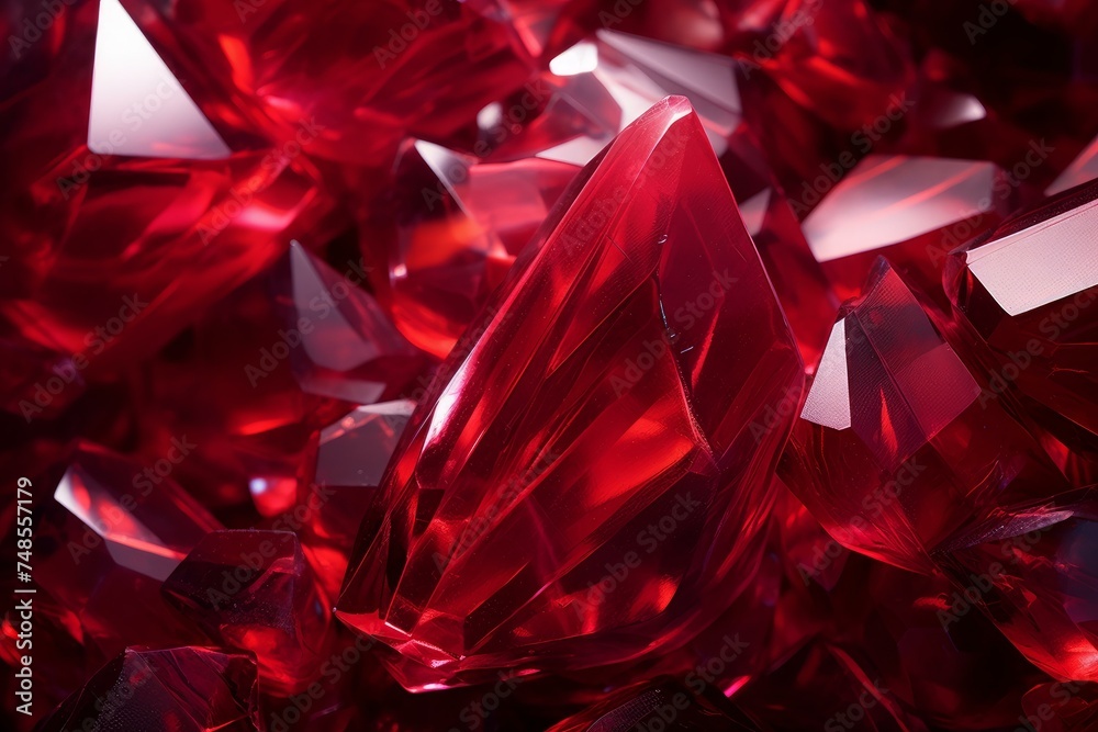 Smooth Red crystal surface. Crimson precious sparkling stone gem brilliant. Generate ai Smooth Red crystal surface. Crimson precious sparkling stone gem brilliant. Generate ai