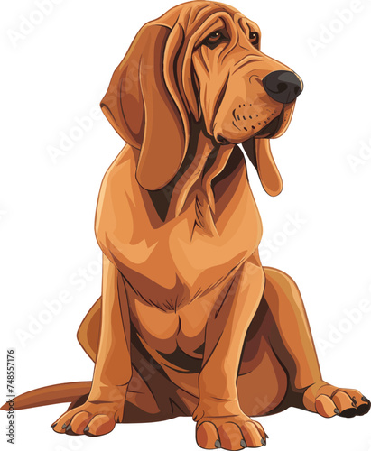 vector bloodhound dog sitting