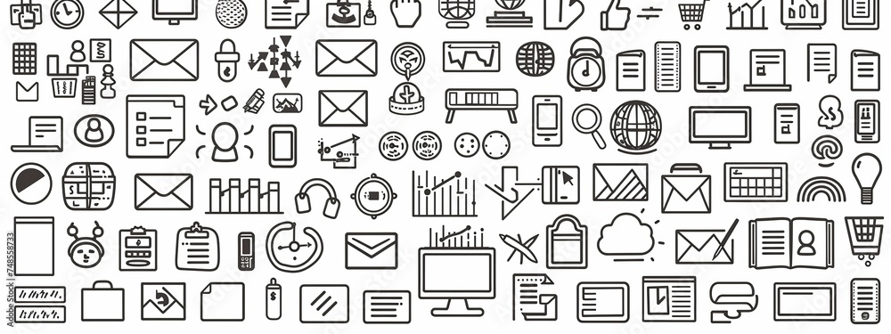 Mega set of icons in trendy line style. Business, ecommerce, finance, accounting Mega set of icons in trendy line style. Business, ecommerce, finance, accounting