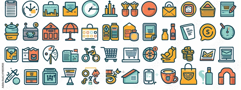 Mega set of icons in trendy line style. Business, ecommerce, finance, accounting